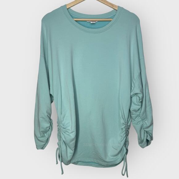 Athleta Lombard Sweatshirt I Large I Reef Green Ruched Crewneck Athleisure Soft - Picture 1 of 9